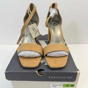 Worthington Women's Tan Strappy Heels Size 6W